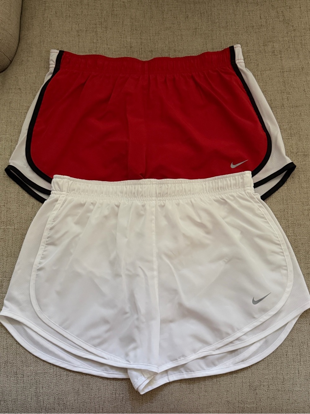 Lot of 2 Nike Women’s Tempo Athletic Shorts - Red/Black and White